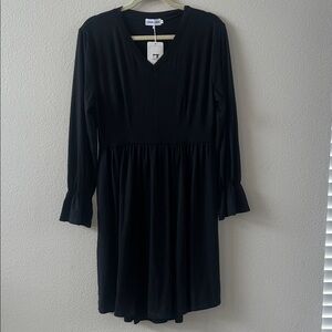 Black Long Sleeve v neck Dress size  medium NWT